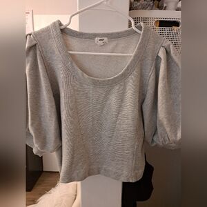 Aerie Gray Puff Sleeve Cropped Sweatshirt
